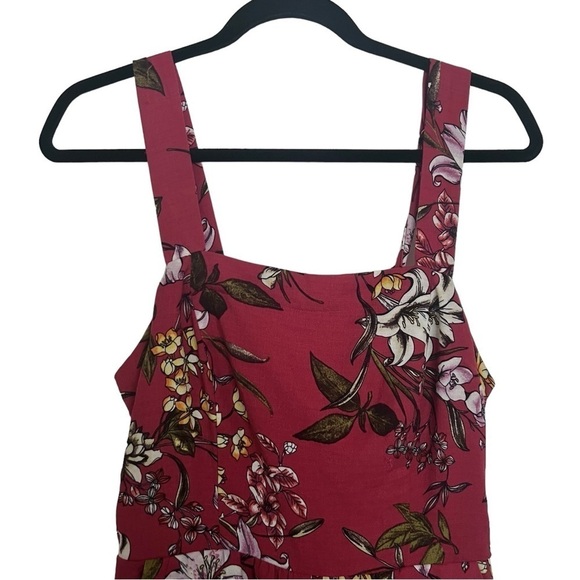 Xhilaration Red Floral Cropped Wide Leg Square Neck Jumpsuit Medium - Picture 3 of 13